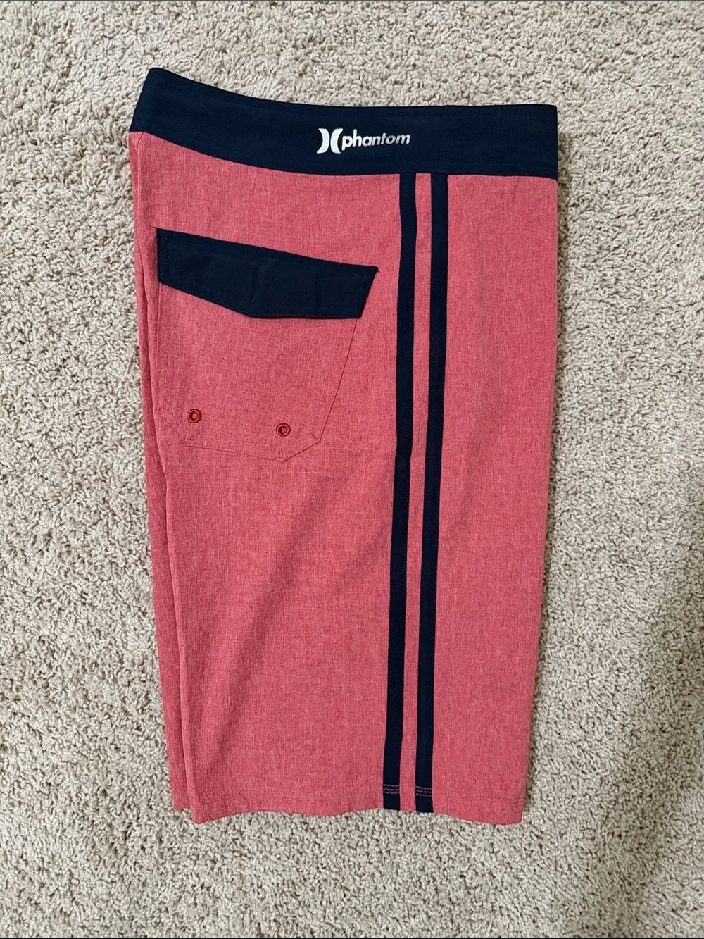 Hurley Phantom Men’s Coral Red Board Shorts with Navy Waistband